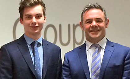 James Kaluschke (left) with Adecco chief executive officer Neil Jones. James Kaluschke (left) with Adecco chief executive officer Neil Jones.